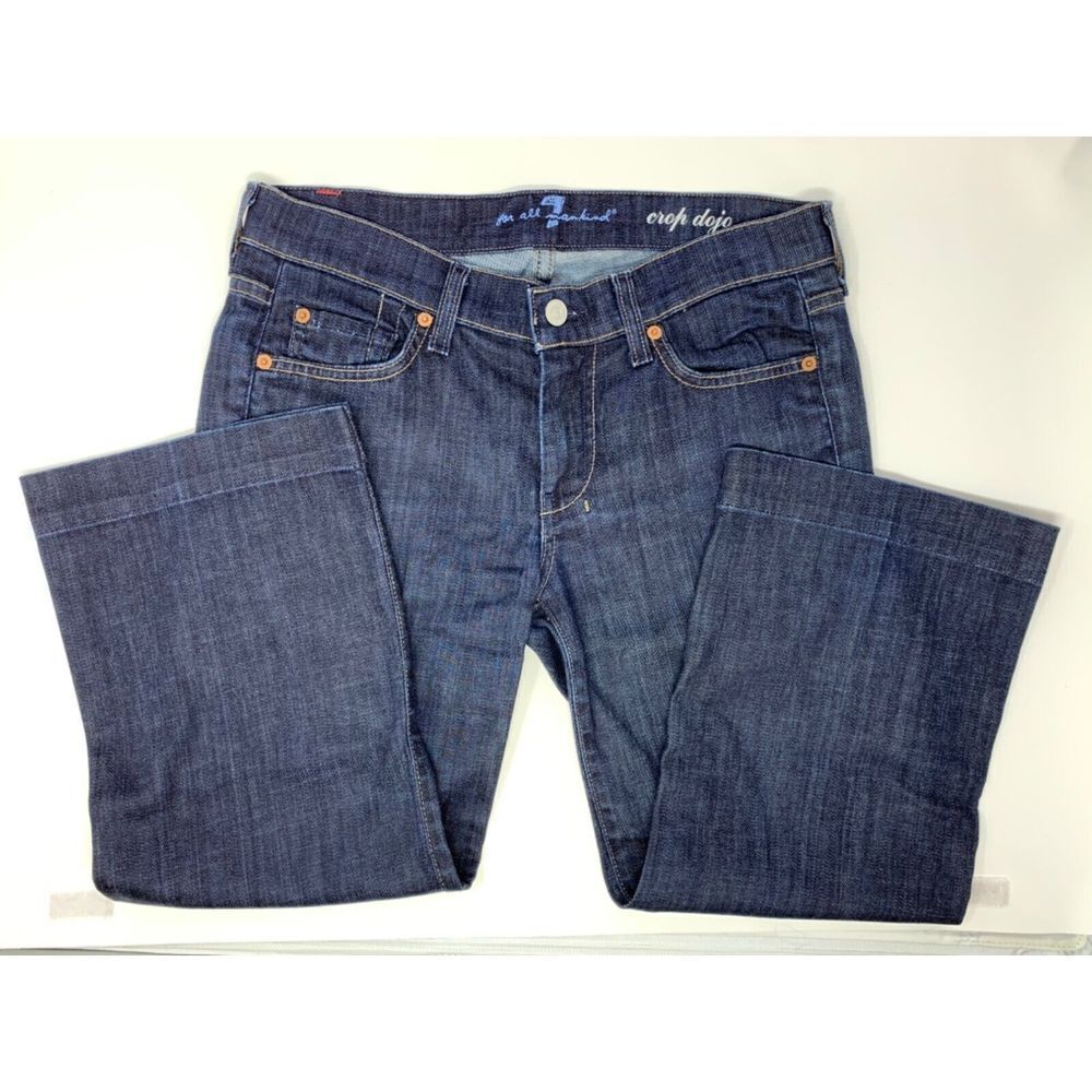 7 For All Mankind Crop Dojo Women's Dark Blue Jeans Size W27 L21